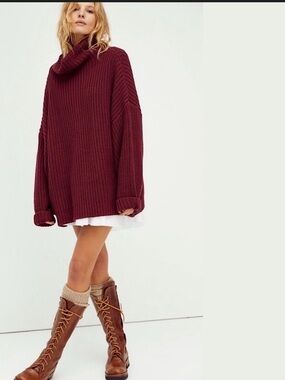 Free People Oversized Swim too deep  Turtleneck Pullover Sweater